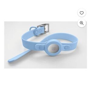 LUXE + LOLI Light Blue Dog Collar with AirTag Holder, Small